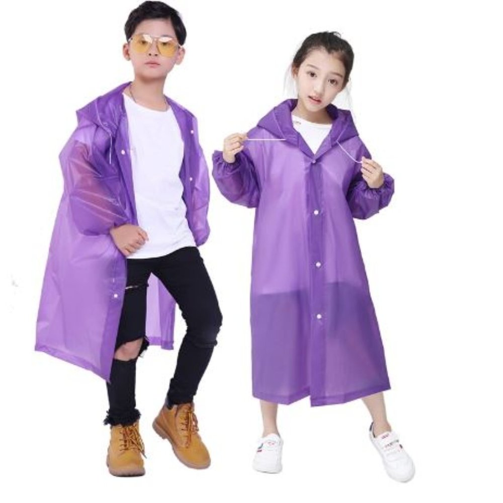 EVA Kids Rain Coats Reusable Rain Poncho Jacket for Girls.